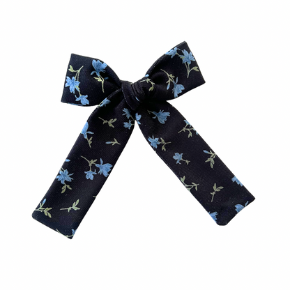 Blake Floral Long Tail Hair Bow Clip