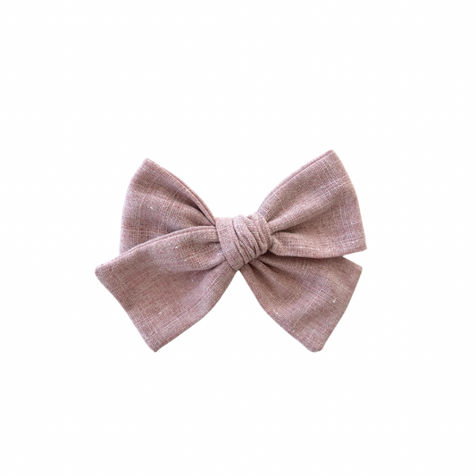 Rose Linen Midi Hair Bow