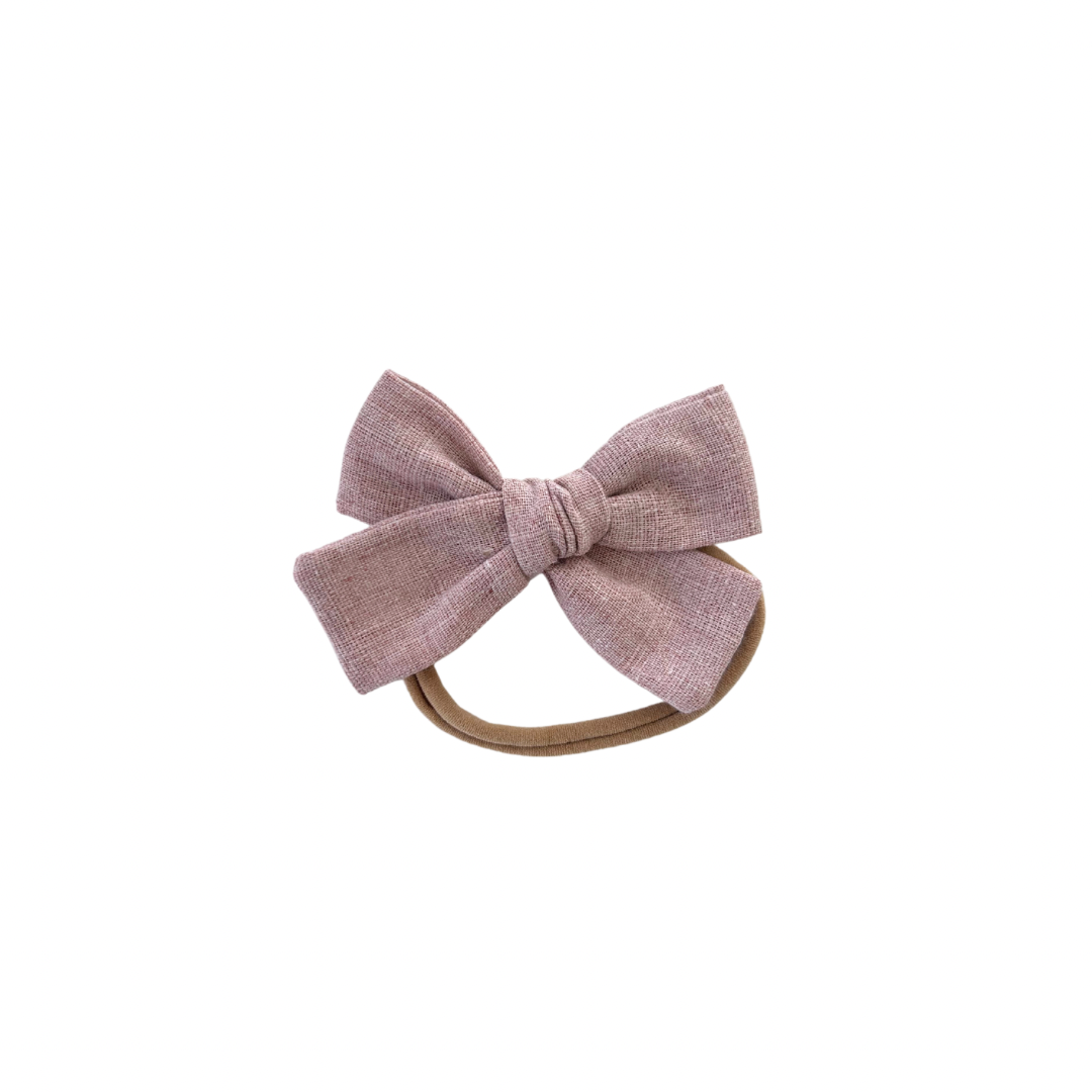 Rose Linen Petite Hair Bow