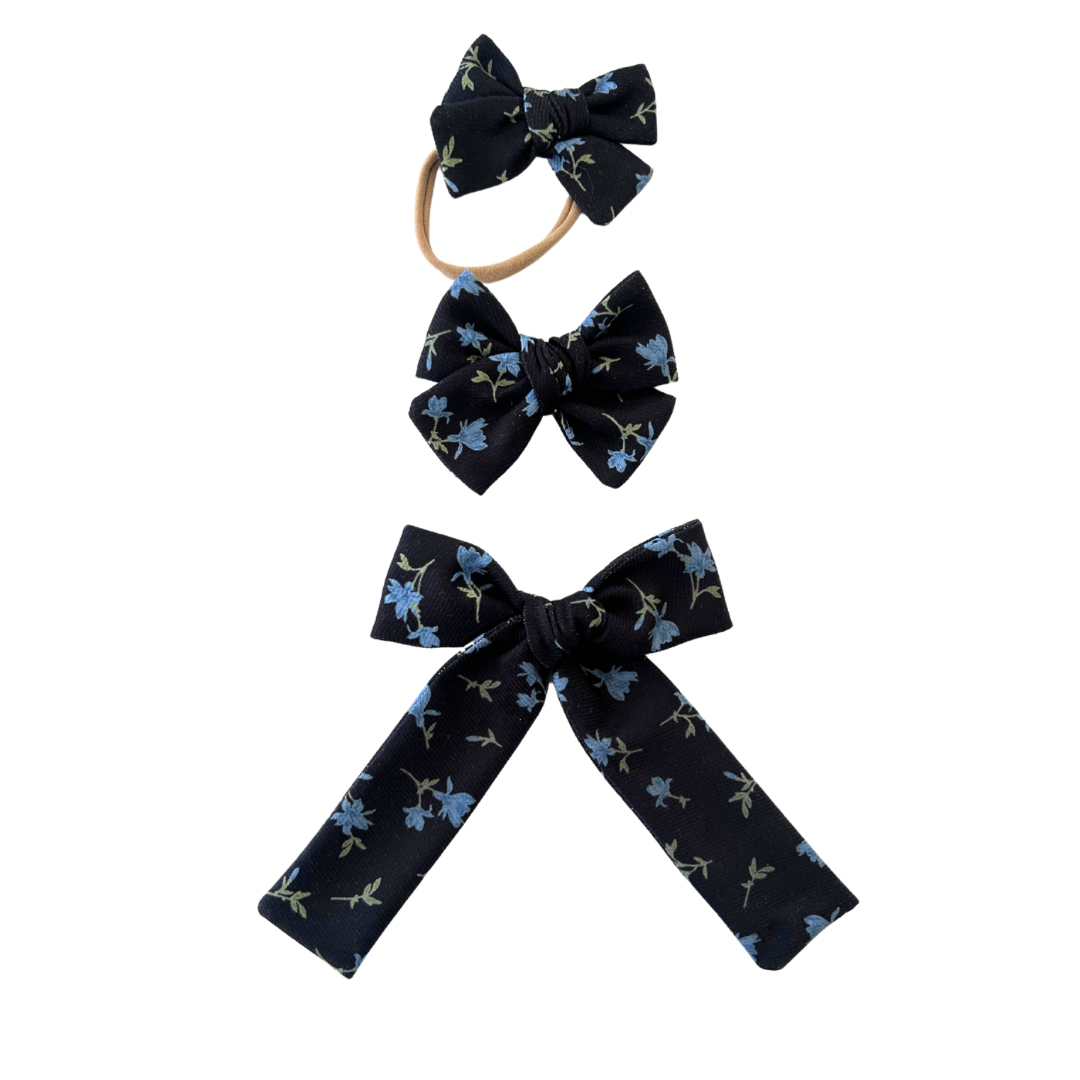 Blake Floral Long Tail Hair Bow Clip