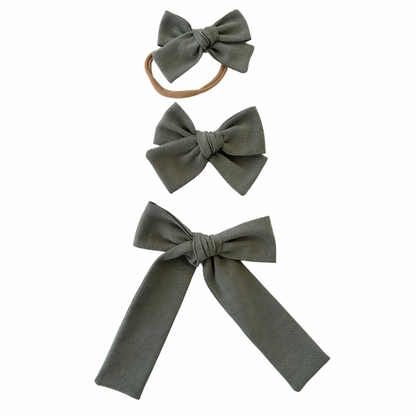 Cayden Sage Long Tail Hair Bow Clip