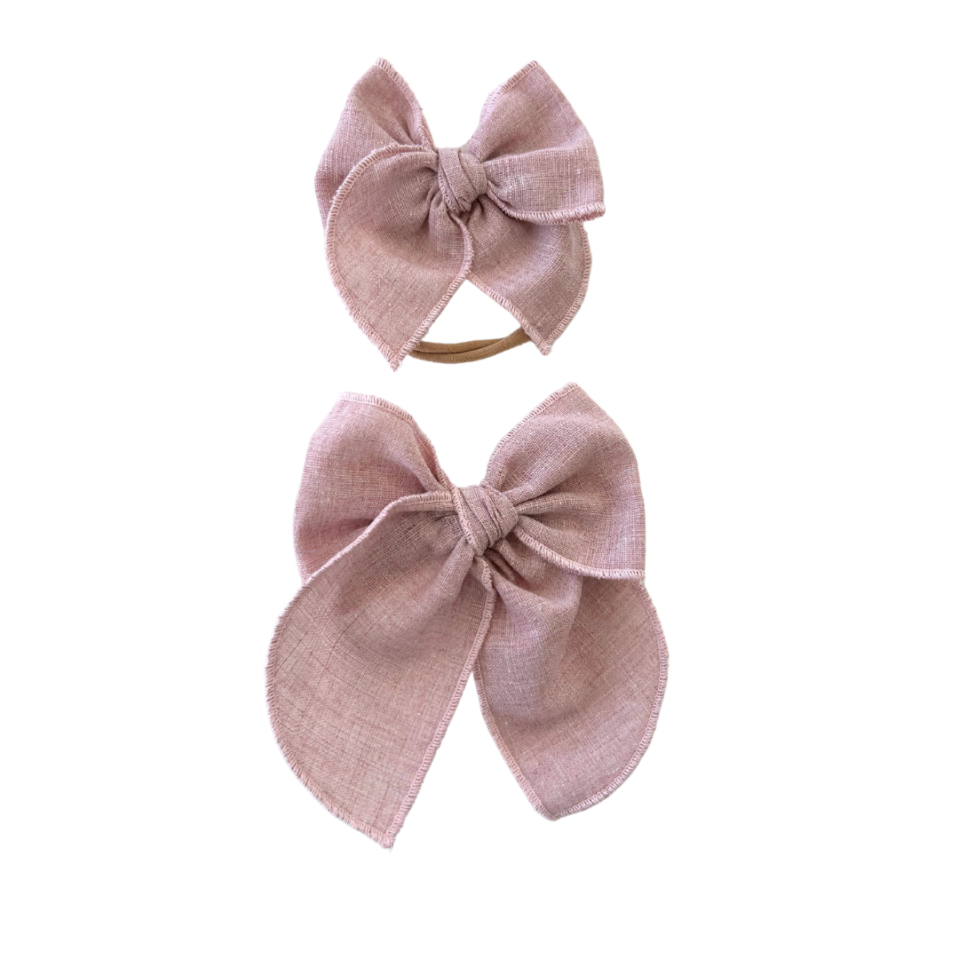 Rose Linen Mini Lovely Hair Bow