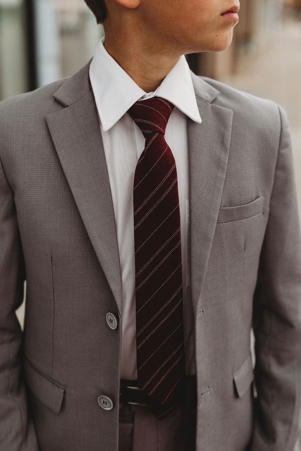 Maroon Stripe Boys Regular Tie